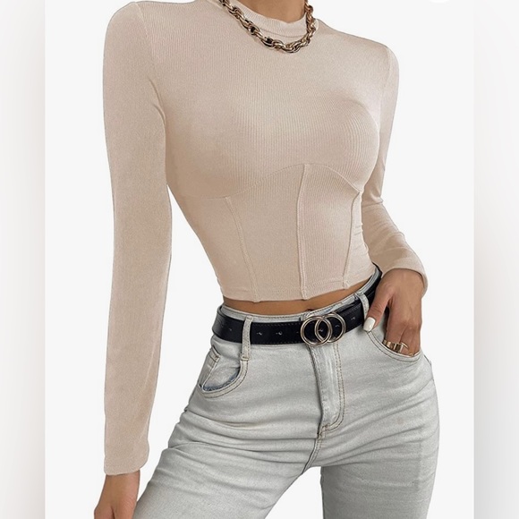 Mockneck long sleeve ribbed top - Picture 3 of 4